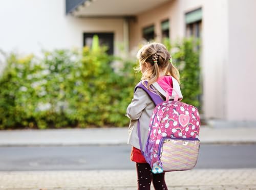 Image of Trail maker Girls 6 in 1 Backpack and Lunch Box Set for School with Pencil Case, Water Bottle, Keychain Attached for Kids, Sparkle Unicorns, Large, Casual