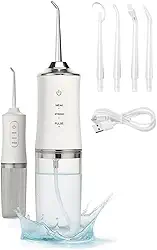 Irrigador Bucal Elétrico Recarregável Portátil para Limpeza Profunda | Irrigador Oral Jato d'Água para Gengiva e Dentes | Limpador de Dentes Profissional Supersônico com 3 Modos (branco)