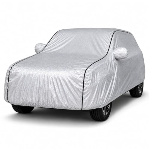 Image of Premium Waterproof Car Cover for Xcent | Soft Cotton Lining Heavy Duty Triple Stitched Heat Resistant Outdoor Cover Comes with Mirror and Antenna Pocket Full Bottom Elastic (Zig Zag Silver)