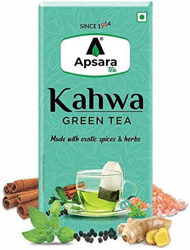 APSARA Green Tea Detoxifying Kahwa Green Tea Spiced Green Tea For Weight Loss Natural Body Cleanse & Immunity Booster (Pack Of 10 Tea Bags)