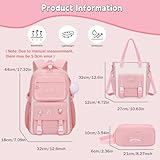 LANSHIYA School Bag for Girls Cute Kids Backpack for Elementary,Travel Rucksack for School,Purple - Image 2