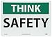 NMC TS134AB THINK ? SAFETY Sign ? 14 in. x 10 in. Standard Aluminum General Safety Sign with White/Black Text on Green and White Base