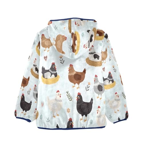 Chicken Eggs Nest Pattern Design Toddler Fleece Jacket Girl Boys Hooded Fleece Jacket Coat Warm Outwear Zip-up 3-10T2