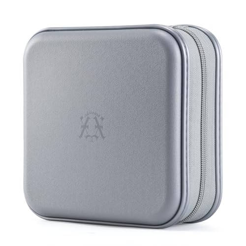 alavisxf xx Capa de plástico rígido para DVD com capacidade para 48 unidades, estojo portátil com zíper para CD, disco de armazenamento, bolsa carteira para carro, casa, viagem (cinza)