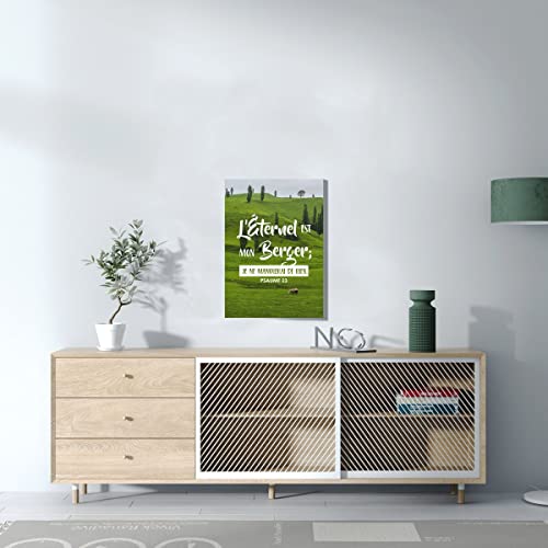 Psaume 23 L'éternel est mon Berger Tableau Toile pour Apaiser l'Esprit Déco 30x42