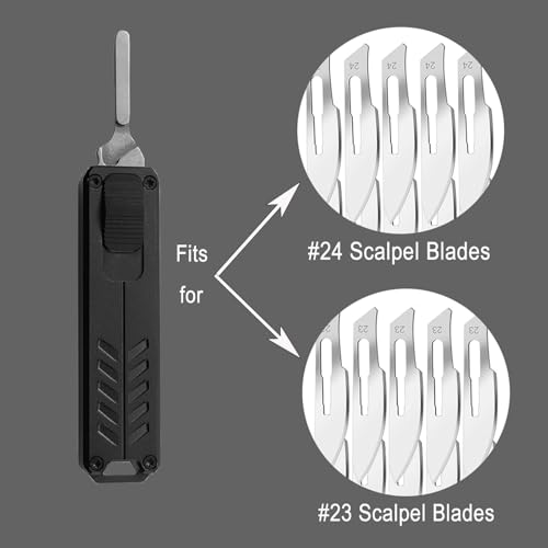 Image of Caressolove Mini Retractable Utility Knife | Safety Black Automatic Box Cutter, Scalpel Pocket Knife, EDC Razor Knife with 10PCS #23 Blades