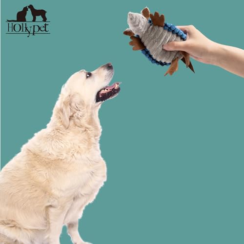 Hollypet Fluffy Dog Toys - Squeaky Plush Dog Toys for All Breeds, Stuffed Toys for Small Medium Large Dogs, Cute Animal-Big Armadillo Toys, Puppy Chew Toy with Clean Teeth| Blue Small - Image 5