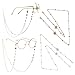 Produktbild Brillenkette,RoadLoo 4 Stück Perlen Gläser Schnur Sonnenbrille Lanyard Halter Gurt Lesebrillen Kord Damen Hals Cords Brillenkette Gläser Silikon Antirutsch Ringe Gold und Silber