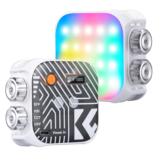Image of K&F CONCEPT RGB Video Light 21 Light Effects, 2500K-9900K, CRI 96+, White | 360 Full Color Portable Light, Magnetic Rechargeable LED Panel Camera Light with 1 /4 inch Screw Mount for Vlogging, Selfie L01