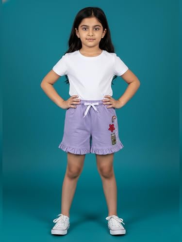 Image of KiddoPanti Girls 100% Cotton Bottom Hem Frill Hot Shorts