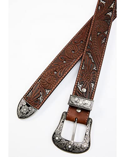 Shyanne Women's Tooled Floral Cut Out Underlay Western Belt - Sasp22bt92