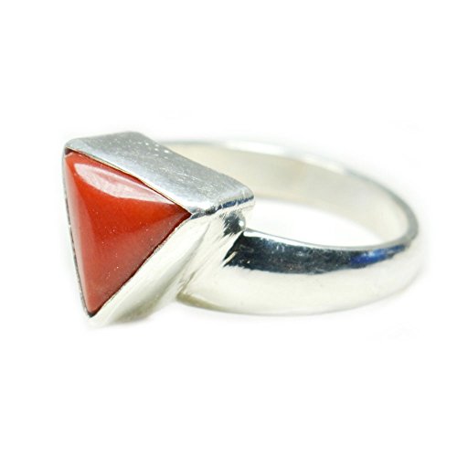 Bague corail naturel 6 carats argent femme taille UK J1/2-Z anneau géométrique