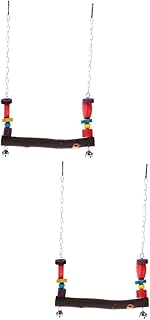 Ipetboom 2 Pçs De Brinquedo Papagaio Periquito Brinquedos De Pássaros Pequenos Rede Balanço Suporte De Papagaio Vara Pássaro Balanço De Madeira Natural Brinquedo De Balanço De Madeira