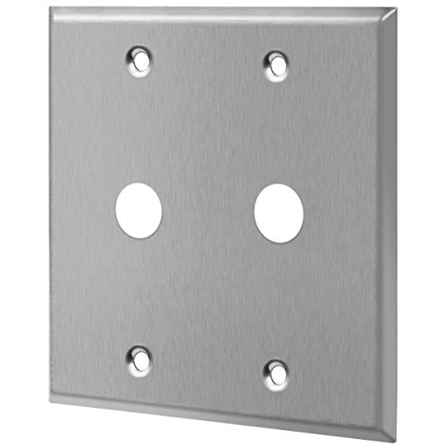 Image of ENERLITES 0.625 inch Diameter Hole Phone Cable Metal Wall Plate, Corrosive Resistant, Size 1-Gang 4.50 inch x 2.76 inch, 7762, 430 Stainless Steel, UL Listed, Silver