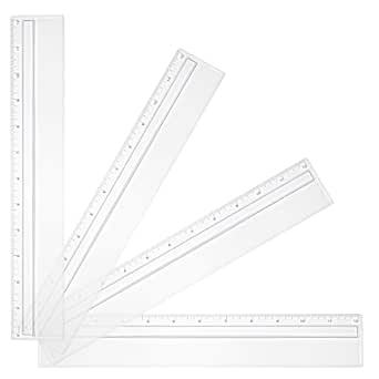 4 Pieces Magnifying Ruler Clear 12 Inch Plastic Rulers with Magnifying ...