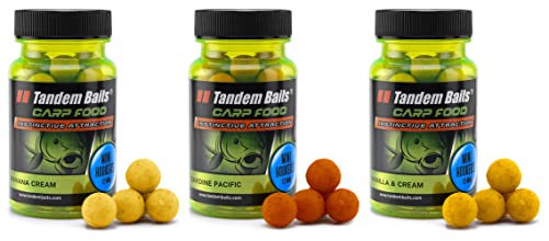 Tandem Baits 3-er Set Carp Food Perfection Mini Hookers Flavour Mix No 1 | Karpfenfutter | Karpfen Angeln | Köder Große-Fische-Angeln | Karpfenzubehör Profis & Hobby-Angler | Angelfutter 12mm 50g Cover