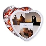 Wanapix | Caja de Bombones Personalizada con Foto y Texto | Con 22 Bombones Lindt | Regalo Original San Valentín | Corazón - 16x15x5 cm (800 ml) | Enamorados