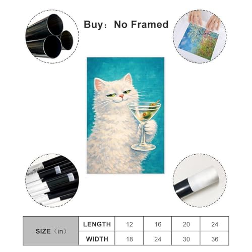 Toile chat Martini idee cadeau originale pour deco de bureau - 2