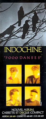Poster Indochine 7000 Danses pour décorer un salon de musique rétro 1987