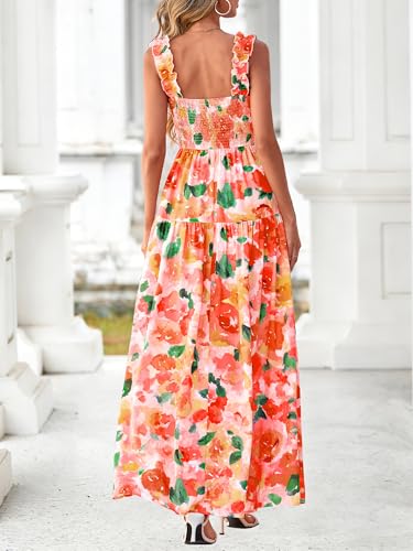 Image of BTFBM Dresses for Women Summer 2026 Formal Sleeveless Smocked Floral Long Wedding Guest Dress Party Spring