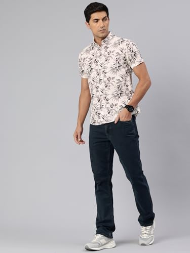 Image of Majestic Man Slim Fit Floral Printed Pure Cotton Casual Half Sleeve Shirt