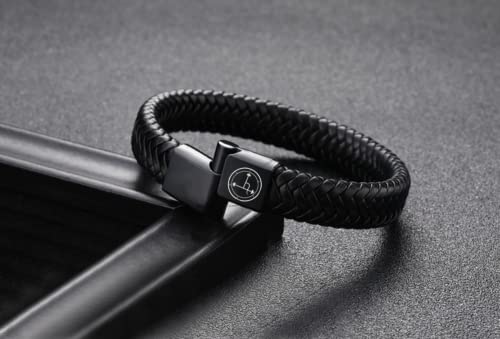 Black Sigil Of Demoness Lilith Leather Bracelet With Magnetic Clasp, Satan Queen Of Demon Lilith Sigil Amulet Cuff Bangle,Pagan Feminist Power Wisdom Independance Symbol Jewelry For Women,8.07 Inch #TOP2