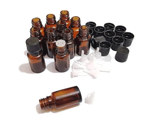Image of Pure Source India Empty 15 ML Amber Glass Bottle With Leak-Proof Euro Dropper And Cap With Seal, Multipurpose(Set of 24 Pieces)