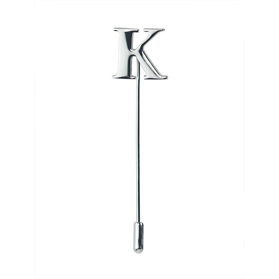 peluche Alphabet 'K' Silver Lapel Pin for Men-picture-25