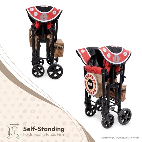 Image of WONDERFOLD W2 Elite Pro Limited Edition ONE PIECE Thousand Sunny Stroller Wagon 2 Seater - Collapsible Wagon Stroller with Seats w / 5-Point Harnesses, Easy Access Zipper Door, and Removable Sun Canopy