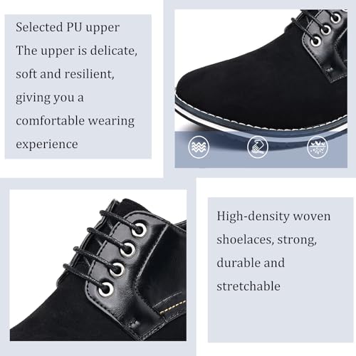 NELSBREXMen's Suede Leather Flat Orthopedic Oxford Shoes Vintage Round Toe Breathable Non-Slip Lace-up Casual Derby Shoes Walking Driving Business Formal Sneakers3