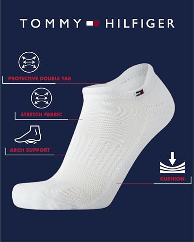 Tommy Hilfiger Mens No Show Socks - 6 Pack Performance Cushion Arch Support Low Cut Tab Ankle Socks for Men (Shoe Size 7-12)2