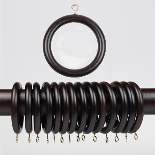 Handmade Wooden Drapery Rod Rings, Curtain Rod Rings, for 1-1.5 inch Curtain Rod Pole - Beech Wood (24, 2.2 INCH Inner Dia)