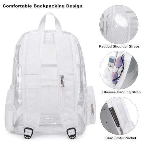 Mimfutu Heavy Duty Clear Backpack School Backpack, PVC Transparent Backpacks See Through Bookbag for Girls Boys Women Men (White), Large by Mimfutu - Used condition - Image 4