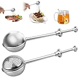 2 Stück Teezange, Teesieb für Losen Tee mit Teleskopgriff, Teeei 304 Edelstahl, Teesieb Teebeutel, Teezange, Tee Sieb, Tea Infuser, Edelstahl-Mehlsieb-Staubwedel für Kakaopulver, Gewürze, Rose