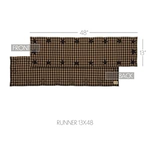 VHC Brands Black Star Cotton 13×48 Woven Runner Black