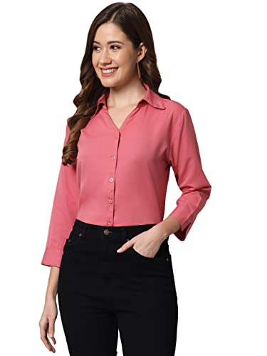 FUNDAY FASHION Women's Crepe Regular Fit Solid V Collered Casual ...