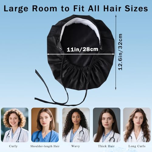 Hapforever Boné de uniforme médico forrado de cetim para mulheres, bonés de enfermeira cirúrgicos co