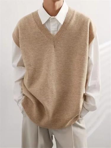 Men's Winter Knit Sweater Vest V-Neck Sleeveless Waistcoat Casual Plus Size Pullover3
