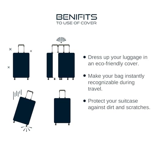 Navy Blue Polyester Fabric Small Protective Luggage Cover | Small Protective Luggage Cover Without Suitcase (Small)4