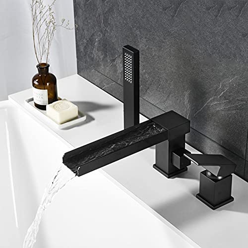 Mitigeur de bain-douche or brossé avec cascade et douchette main - 5