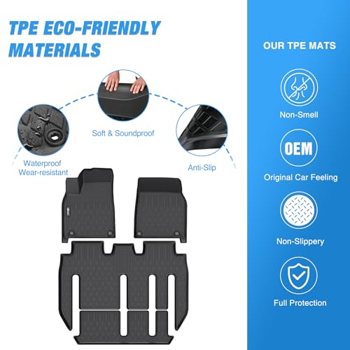 Image of Nilight TPE Floor Mats for Tesla Model X 7 Seat 2022 2023 2024 2025 2026