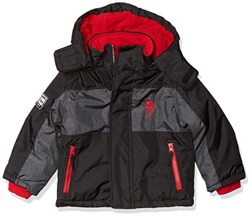 US Polo Association Boys' Little Outerwear Jacket, Sleeve Logo Black, 4
