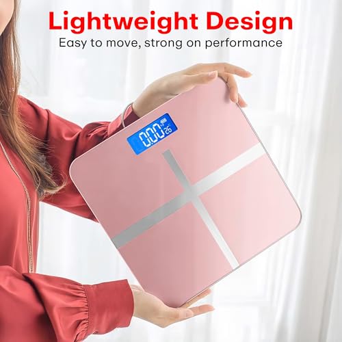 Image of Prime Pick Pro Digital Weight Machine Smart Bathroom Weighing Scale LCD Display Auto Off Temperature Indicator 180kg Capacity Tempered Glass Pink Pack of 1