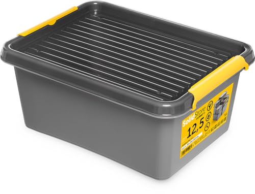 KONZEPT Aufbewahrungsbox mit Deckel 12 L – inkl. beschriftbaren Etiketten, aus hochwertigem Kunststoff, stapelbar und stabilen Verschlussclips, ideal...