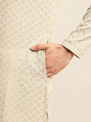 Image of Rajubhai Hargovindas Men's Chikankari Embroidered Cotton Kurta (Ches)