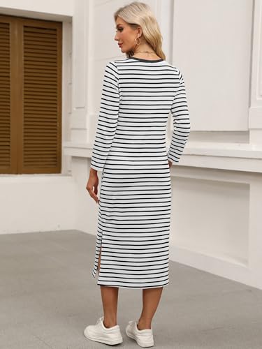 Image of ANRABESS Women Fall Long Sleeve Midi T Shirt Dresses with Pockets