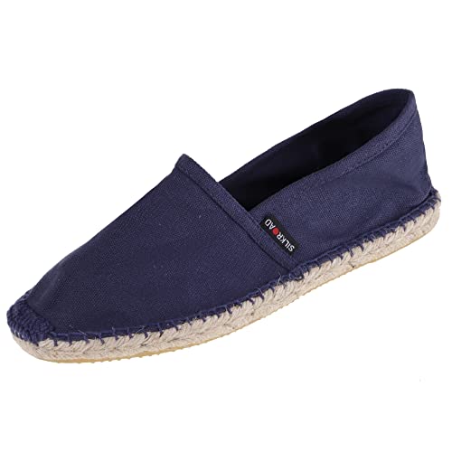 Japanwelt Espadrilles Unicolor Canvas Marineblau Damen und Herren Größe 44 Unisex Leinen Slipper