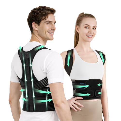 Back Brace Posture Corrector for Women and Men, 4-Point Back Supp...