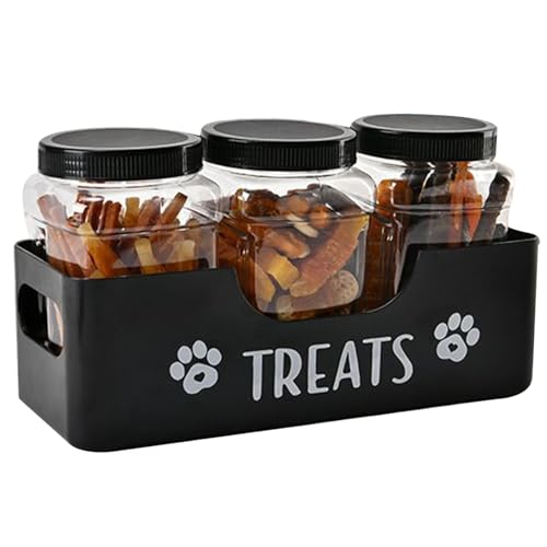 Contenedor para aperitivos para perros | 3 tarros porta aperitivos con tapa para animales domésticos – Dispensador hermético para almacenar arroz, cereales y harina Contenedor para aperitivos para perros | 3 tarros porta aperitivos con tapa para animales domésticos – Dispensador hermético para almacenar arroz, cereales y harina