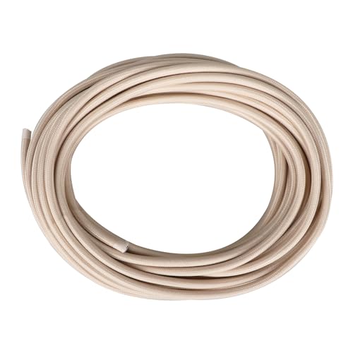 Helunsi 32.8ft Cloth Covered Lamp Cord, 18 AWG 2 Conductor Ivory Vintage Electrical Cord Braided...